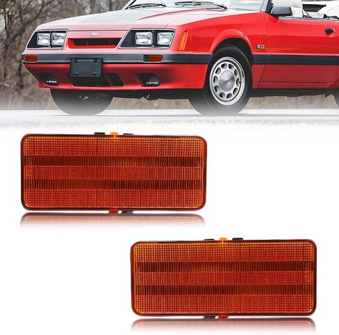 2 PCS LED Front Turn Signal Marker Light Compatible with Mus-tang Capri 1979 1980 1981 1982 1983 1984 1985 1986, [2 in 1 Design] Amber Sequential Turn Signal Marker Light & DRL, Smoked Lens in Saudi Arabia