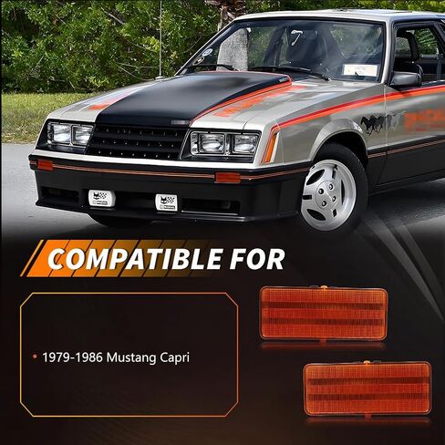 2 PCS LED Front Turn Signal Marker Light Compatible with Mus-tang Capri 1979 1980 1981 1982 1983 1984 1985 1986, [2 in 1 Design] Amber Sequential Turn Signal Marker Light & DRL, Smoked Lens in Saudi Arabia