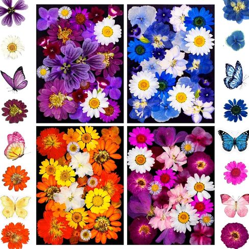 LUCISKY 99Pcs Pressed Dried Flowers and Butterfly for Resin Molds, Assorted Real Natural Flowers Leaves Stickers for DIY Art Nail Crafts, Jewelry, Candle, Soap Crafts Making in Kuwait