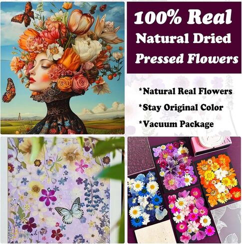 LUCISKY 99Pcs Pressed Dried Flowers and Butterfly for Resin Molds, Assorted Real Natural Flowers Leaves Stickers for DIY Art Nail Crafts, Jewelry, Candle, Soap Crafts Making in Kuwait