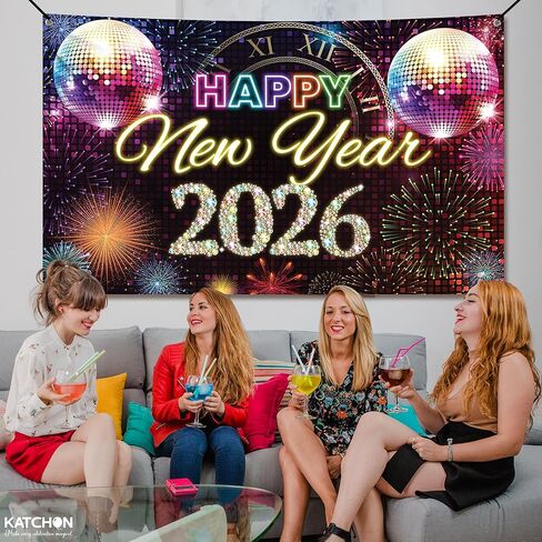 كاتش اون, لافتة راس السنة الجديدة 2024 من اكسترا لارج - خلفية العام الجديد، 72 × 44 انش | ديكورات العام الجديد 2024 | لافتة ليلة رأس السنة الجديدة 2024 | ديكورات ان واي اي 2024 | لوازم حفلات ليلة رأس in Kuwait