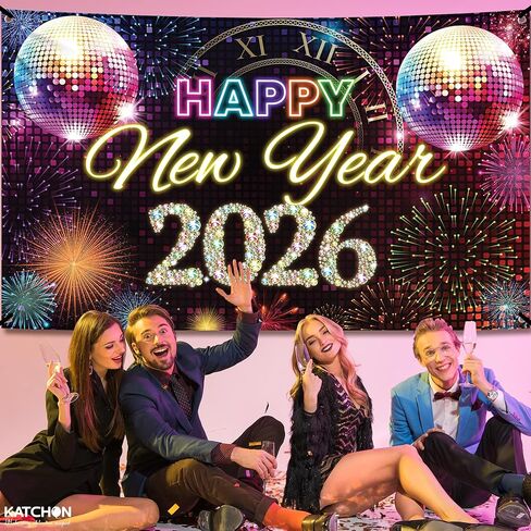 كاتش اون, لافتة راس السنة الجديدة 2024 من اكسترا لارج - خلفية العام الجديد، 72 × 44 انش | ديكورات العام الجديد 2024 | لافتة ليلة رأس السنة الجديدة 2024 | ديكورات ان واي اي 2024 | لوازم حفلات ليلة رأس in Kuwait