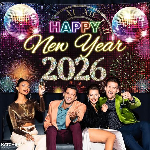 كاتش اون, لافتة راس السنة الجديدة 2024 من اكسترا لارج - خلفية العام الجديد، 72 × 44 انش | ديكورات العام الجديد 2024 | لافتة ليلة رأس السنة الجديدة 2024 | ديكورات ان واي اي 2024 | لوازم حفلات ليلة رأس in Kuwait