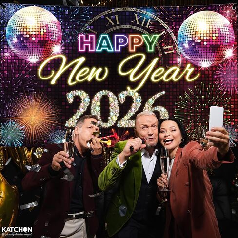 كاتش اون, لافتة راس السنة الجديدة 2024 من اكسترا لارج - خلفية العام الجديد، 72 × 44 انش | ديكورات العام الجديد 2024 | لافتة ليلة رأس السنة الجديدة 2024 | ديكورات ان واي اي 2024 | لوازم حفلات ليلة رأس in Kuwait