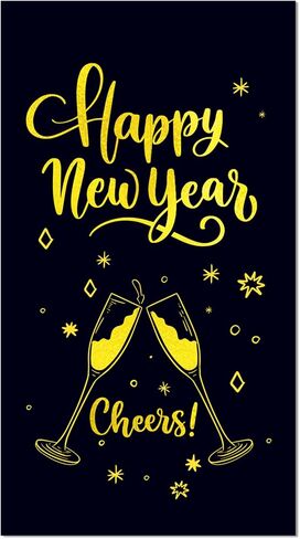 40Pcs Happy New Year's Paper Napkins Black Gold New Year Theme Disposable Luncheon Dinner Napkins Cheers Paper Guest Towels for Xmas Winter New Years Decorations Bathroom Hand Towel,4.3 x 7.9 Inch in Saudi Arabia