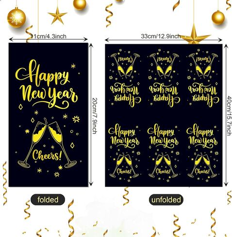 40Pcs Happy New Year's Paper Napkins Black Gold New Year Theme Disposable Luncheon Dinner Napkins Cheers Paper Guest Towels for Xmas Winter New Years Decorations Bathroom Hand Towel,4.3 x 7.9 Inch in Saudi Arabia