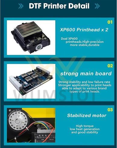 طابعة DTF مع رؤوس XP600 مزدوجة، طابعة نقل A3 DTF، تداول الحبر الأبيض + آلة رج المسحوق، حزمة طباعة تي شيرت، الدعم الفني للفيديو in Kuwait