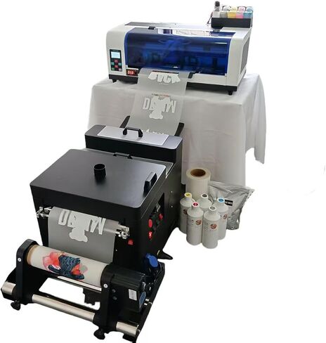 طابعة A+ XP600 DTF مزودة بمجفف اهتزاز وتكوين متطور للقمصان والملابس الرياضية والملابس العصرية والمنزل in Kuwait