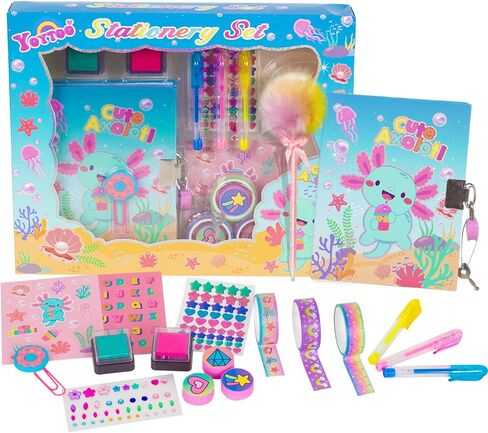 YOYTOO Unicorn Diary for Girls with Lock and Keys, Unicorn Stationery Set with Diary, Stamps, Stickers, Pens, Unicorn Journal Notebook Birthday Gift for Girls Kids Ages 4-12 in Kuwait