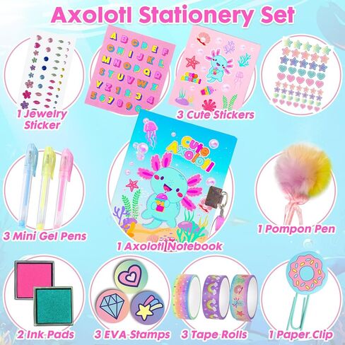 YOYTOO Unicorn Diary for Girls with Lock and Keys, Unicorn Stationery Set with Diary, Stamps, Stickers, Pens, Unicorn Journal Notebook Birthday Gift for Girls Kids Ages 4-12 in Kuwait