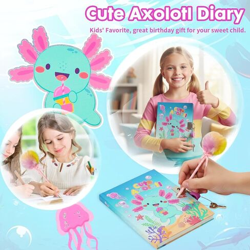 YOYTOO Unicorn Diary for Girls with Lock and Keys, Unicorn Stationery Set with Diary, Stamps, Stickers, Pens, Unicorn Journal Notebook Birthday Gift for Girls Kids Ages 4-12 in Kuwait