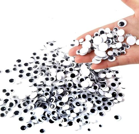 500 Pieces 6mm -12mm Black Wiggle Googly Eyes with Self-Adhesive Backs for DIY Crafts Doll Making Sewing Supplies in Saudi Arabia