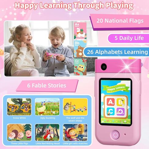 هاتف ذكي للأطفال، هدايا عيد الميلاد للأولاد والبنات الذين تتراوح أعمارهم بين 3-8، 2.8 بوصة شاشة لمس للأطفال الصغار لعبة تعلم الهاتف الخلوي مع كاميرا دوارة، هواتف قصة للأطفال، مشغل موسيقى، بطاقة SD 32 جيجا - أخضر in Kuwait