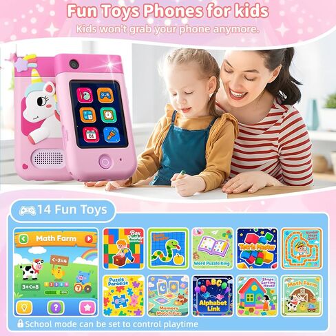 هاتف ذكي للأطفال، هدايا عيد الميلاد للأولاد والبنات الذين تتراوح أعمارهم بين 3-8، 2.8 بوصة شاشة لمس للأطفال الصغار لعبة تعلم الهاتف الخلوي مع كاميرا دوارة، هواتف قصة للأطفال، مشغل موسيقى، بطاقة SD 32 جيجا - أخضر in Kuwait