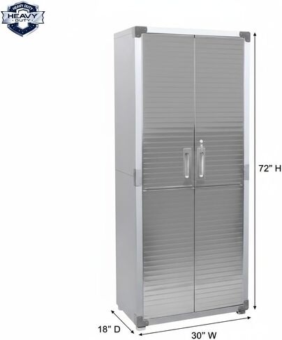 Heavy Duty Steel Storage Cabinet, 72-Inch Tall Lockable Metal Locker with Adjustable Shelves, 30W x 18D x 72H Inches, for Garage, Warehouse, Office (White) in Saudi Arabia