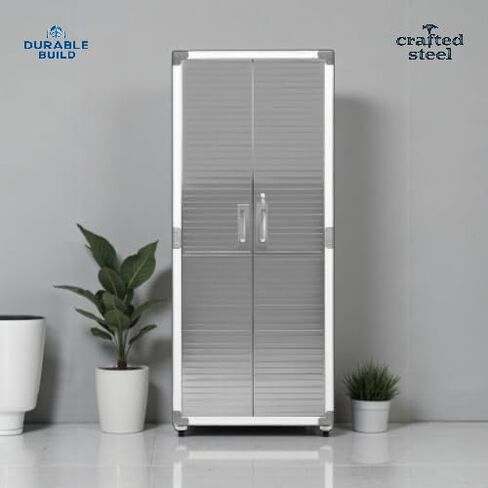 Heavy Duty Steel Storage Cabinet, 72-Inch Tall Lockable Metal Locker with Adjustable Shelves, 30W x 18D x 72H Inches, for Garage, Warehouse, Office (White) in Saudi Arabia