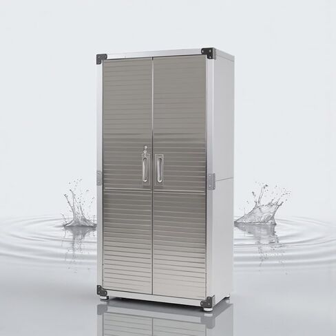 Heavy Duty Steel Storage Cabinet, 72-Inch Tall Lockable Metal Locker with Adjustable Shelves, 30W x 18D x 72H Inches, for Garage, Warehouse, Office (White) in Saudi Arabia