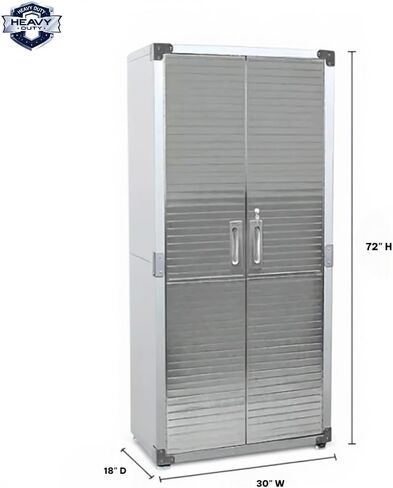 Heavy Duty Steel Storage Cabinet, 72-Inch Tall Lockable Metal Locker with Adjustable Shelves, 30W x 18D x 72H Inches, for Garage, Warehouse, Office (White) in Saudi Arabia