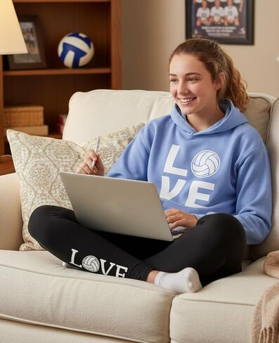 Tstars Love Volleyball Gifts for Fans Players Leggings Hoodies Sweatshirts for Women in Saudi Arabia