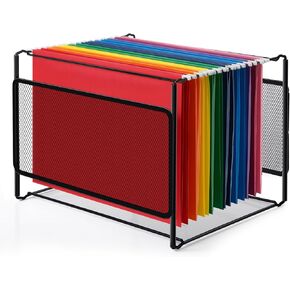 Comix Hanging File Organizer, Letter Size File Folder Organizer with Metal Mesh, Space-Saving File Folder Storage Box for Home Office Supplies in Kuwait