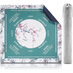 Mahjong Mat with Rules,Waterproof Noise Reducing Design, Gentle on TablesFeatures 31.5″x31.5″ Plum Blossom Bird Print and Drawstring Pouch in Kuwait