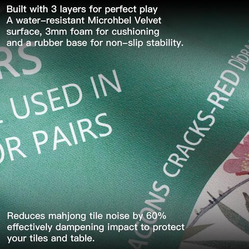 Mahjong Mat with Rules,Waterproof Noise Reducing Design, Gentle on TablesFeatures 31.5″x31.5″ Plum Blossom Bird Print and Drawstring Pouch in Kuwait