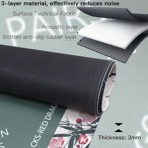 Mahjong Mat with Rules,Waterproof Noise Reducing Design, Gentle on TablesFeatures 31.5″x31.5″ Plum Blossom Bird Print and Drawstring Pouch in Kuwait