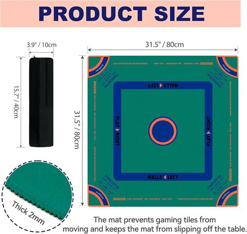 حصيرة ماجونج، مفرش طاولة ماجونج، حقيبة حمل سوداء، غطاء طاولة مضاد للانزلاق وتقليل الضوضاء لجونج، البوكر، ألعاب البطاقات، الدومينو، ألعاب الطاولة، بساط مقاوم للانزلاق (وردي - 31.5 بوصة) in Kuwait