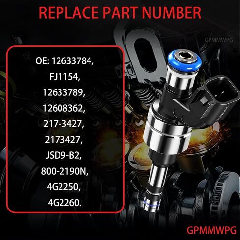 4 قطعة حاقن الوقود 12633784 FJ1154 حاقن 6 فتحات متوافق مع GMC Terrain 2011-2017 /Chevy Equinox 2011-2017 /Buick Verano Regal 2012 2013 2014 2015 2016 2017 2.4L L4 مجموعة من 4 in Kuwait