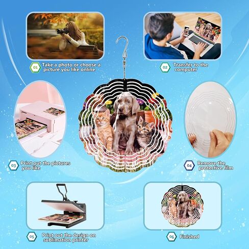 10 عبوات من فراغات دوارة الرياح التسامي مقاس 8 بوصات من الألومنيوم، فراغات دوارة الرياح المعدنية مقاس 8 بوصات للحلي الداخلية والخارجية in Kuwait