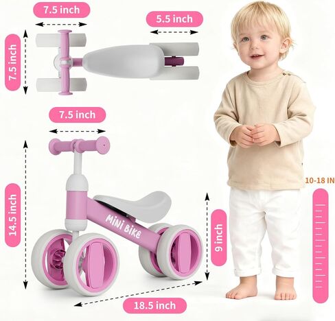 دراجات التوازن للأطفال للأولاد والبنات بعمر سنة واحدة، ركوب للأطفال من عمر 12 إلى 36 شهرًا مع مقعد قابل للتعديل، هدايا عيد الميلاد الأولى للأطفال in Kuwait