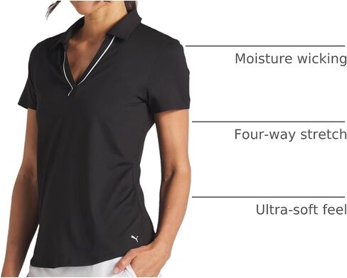 PUMA GOLF Women's CLOUDSPUN Piped SS Polo, DEEP Navy in Saudi Arabia