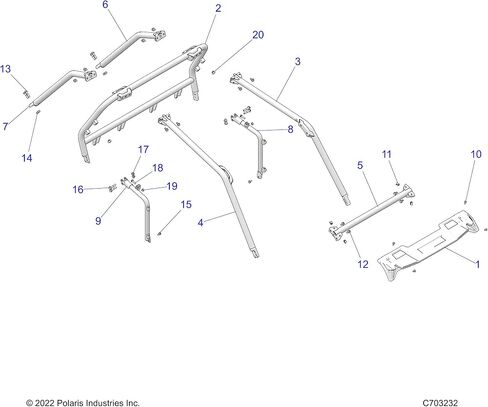 قسم إطار الكابينة Polaris RZR، خلفي، الجانب الأيمن، أسود غير لامع، قطعة OEM الأصلية 1020753-458، الكمية 1 in Kuwait