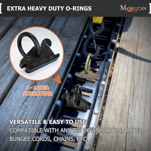 10-Pack Extra Heavy Duty E-Track O Ring Tie-Down Anchors, Black E Track O-Rings - 2,000 lbs Working Load Limit Steel E Track Accessories for Trucks, Trailers, Flatbeds, Motorcycle, ATV in Saudi Arabia