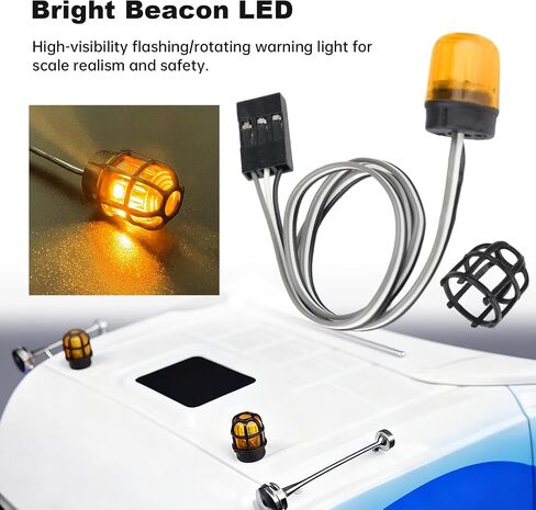 HobbyPark RC LED Flash Lights Alarm Lamp Flashing Rotating Beacon Light DC 5–6V Compatible with 1/10 TRX4 SCX10 RC Crawler Car 1/14 Tamiya Tractor RC Truck (2 Red Lights) in Saudi Arabia