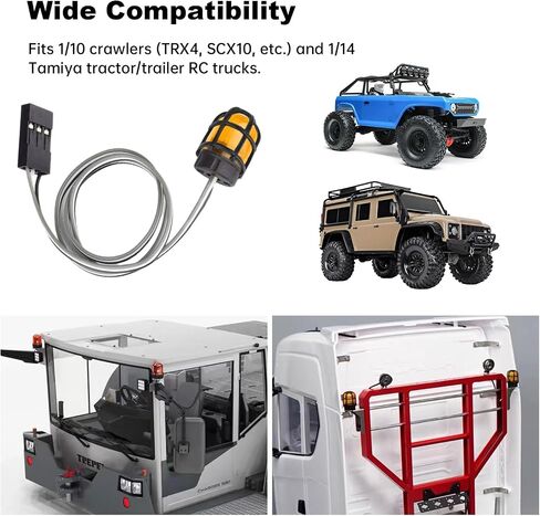 HobbyPark RC LED Flash Lights Alarm Lamp Flashing Rotating Beacon Light DC 5–6V Compatible with 1/10 TRX4 SCX10 RC Crawler Car 1/14 Tamiya Tractor RC Truck (2 Red Lights) in Saudi Arabia