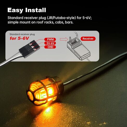 HobbyPark RC LED Flash Lights Alarm Lamp Flashing Rotating Beacon Light DC 5–6V Compatible with 1/10 TRX4 SCX10 RC Crawler Car 1/14 Tamiya Tractor RC Truck (2 Red Lights) in Saudi Arabia