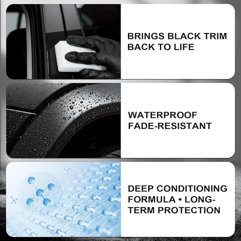 مرمم بلاستيك للسيارات، مرمم حواف سوداء 120 مل، مرمم بلاستيك السيارة، مرمم بلاستيك للسيارة من الخارج، يعيد البلاستيك الباهت، مقاوم للماء، لمعان وحماية يدوم طويلاً، للاستخدام الخارجي فقط in Kuwait