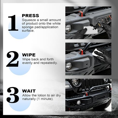 مرمم بلاستيك للسيارات، مرمم حواف سوداء 120 مل، مرمم بلاستيك السيارة، مرمم بلاستيك للسيارة من الخارج، يعيد البلاستيك الباهت، مقاوم للماء، لمعان وحماية يدوم طويلاً، للاستخدام الخارجي فقط in Kuwait