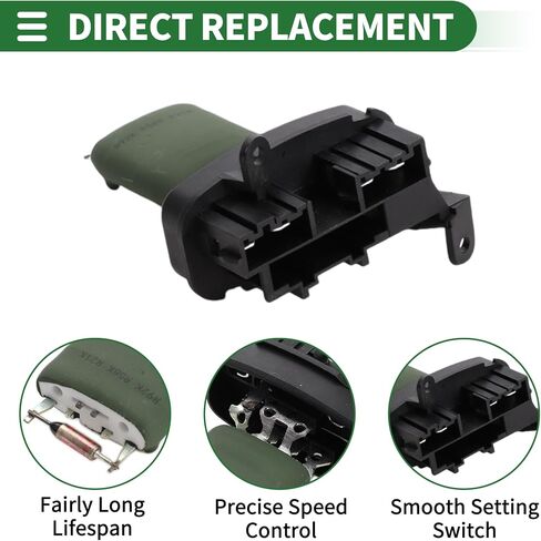 Motoforti HVAC منفاخ المحرك المقاوم سخان منفاخ المقاوم لمرسيدس بنز سبرينتر 2004-2006 2.7L معدن ABS رقم A0018211360 أسود in Saudi Arabia