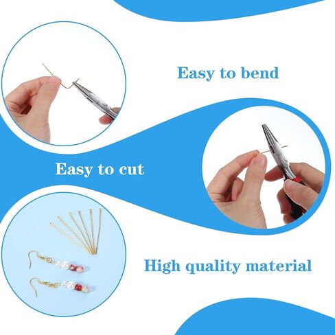 200Pcs Flat Head Pins for Jewelry Making 2 Inch, Gold Flat Head Pins T Headpins for Jewelry Making DIY Craft Earring Bracelet Necklace Pendant Supplies in Saudi Arabia