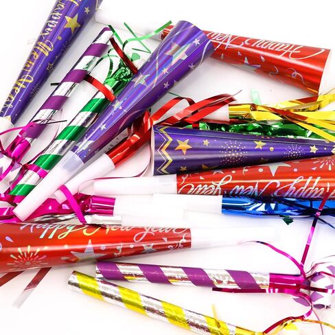Fancy Land 50 Pack Happy New Year Noise Makers Horns Tassel Squawkers 2026 Colorful Party Noisemaker Set Adults Kids Party NYE Party Favor Supplies Gold Black Silver in Saudi Arabia