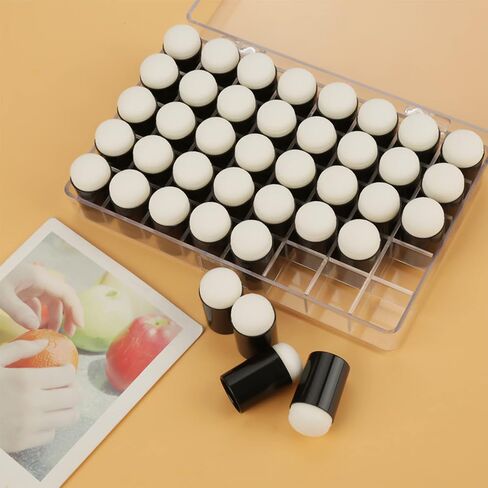 CHICIRIS 40pcs Finger Sponge Daubers Set, Strong Absorbent Head Easy to Use with Storage Box, Finger Daubers for Painting, for Drawing Ink Crafts Chalk Paper Graffiti Adults Children Art in Saudi Arabia