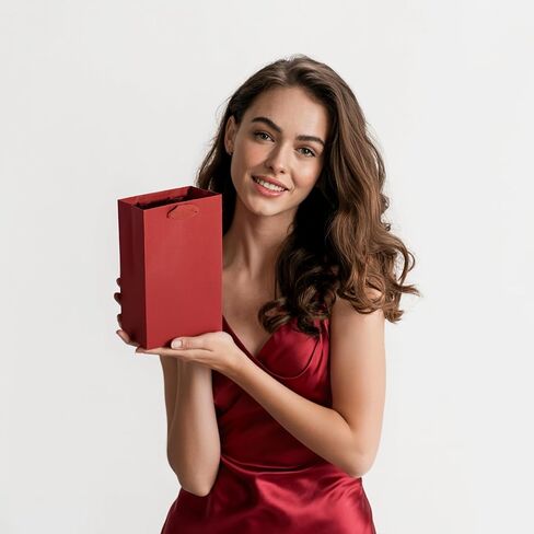 Prime Line Packaging Red Gift Bags, Kraft Paper Christmas Gift Bags with Handles for Kids, Large Holiday Paper Bags for Wrapping, Weddings, Party Favors, Bulk, 16x6x12, 50 Pack in Kuwait