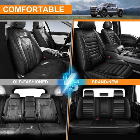 Seat Covers for Ford F150 2009-2025 2026 - F250/F350/F450 2017-2025 2026: 5 Seat Full Set Faux Leather Truck Seat Covers Car Cushion (Black) in Saudi Arabia
