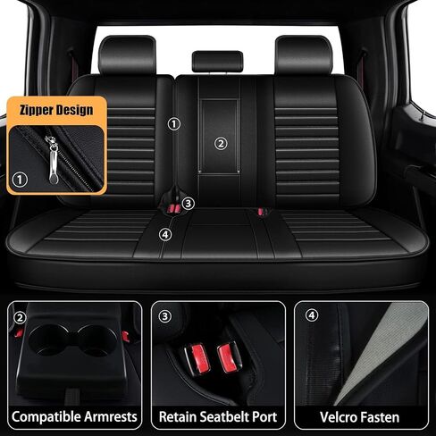 Seat Covers for Ford F150 2009-2025 2026 - F250/F350/F450 2017-2025 2026: 5 Seat Full Set Faux Leather Truck Seat Covers Car Cushion (Black) in Saudi Arabia