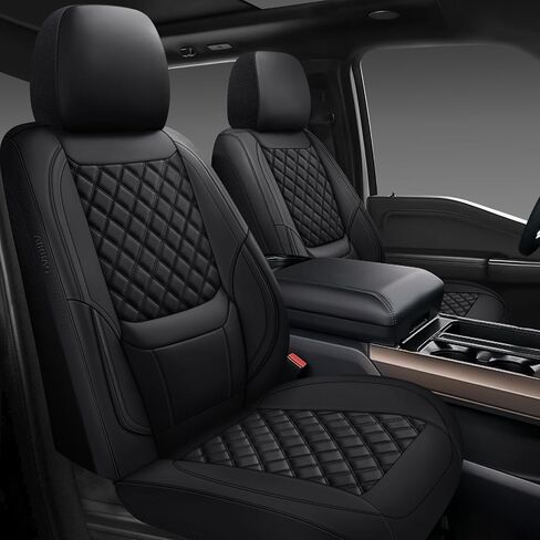 Car Seat Covers Full Set,Universal Fit for Cars,SUVs,Trucks,and Sedans with 5 Seats,Faux Leather Car Seat Cushion Compatible with Airbags,Waterproof Car Seat Protector Black in Saudi Arabia
