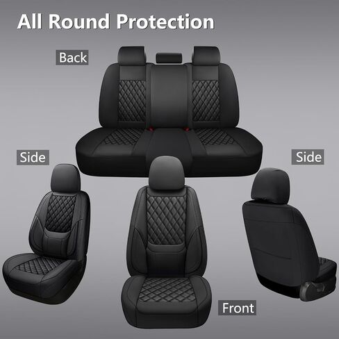 Car Seat Covers Full Set,Universal Fit for Cars,SUVs,Trucks,and Sedans with 5 Seats,Faux Leather Car Seat Cushion Compatible with Airbags,Waterproof Car Seat Protector Black in Saudi Arabia