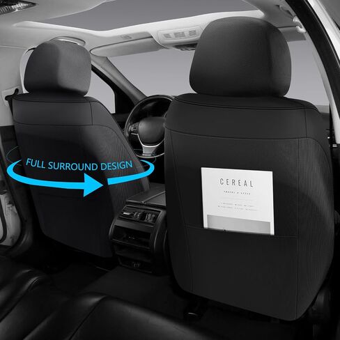 Car Seat Covers Full Set,Universal Fit for Cars,SUVs,Trucks,and Sedans with 5 Seats,Faux Leather Car Seat Cushion Compatible with Airbags,Waterproof Car Seat Protector Black in Saudi Arabia