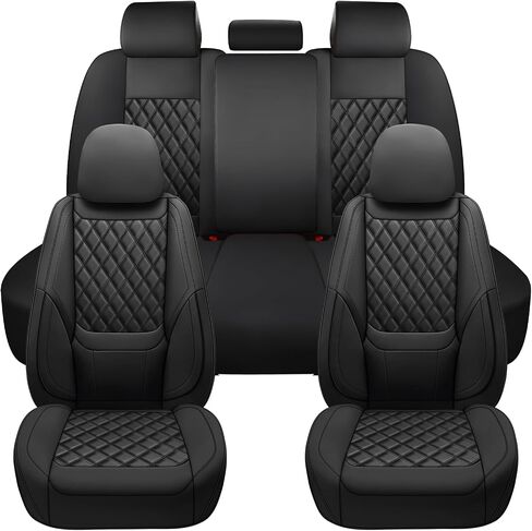 Car Seat Covers Full Set,Universal Fit for Cars,SUVs,Trucks,and Sedans with 5 Seats,Faux Leather Car Seat Cushion Compatible with Airbags,Waterproof Car Seat Protector Black in Saudi Arabia